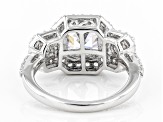 White Cubic Zirconia Platinum Over Sterling Silver Asscher Cut Ring 6.36ctw