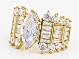 White Cubic Zirconia 18K Yellow Gold Over Sterling Silver Ring 7.81ctw