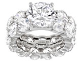White Cubic Zirconia Rhodium Over Sterling Silver Ring With Band 28.25ctw