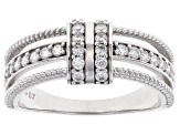 White Cubic Zirconia Rhodium Over Sterling Silver Ring 0.79ctw