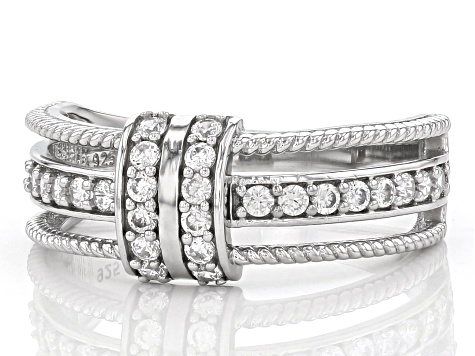 White Cubic Zirconia Rhodium Over Sterling Silver Ring 0.79ctw