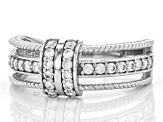 White Cubic Zirconia Rhodium Over Sterling Silver Ring 0.79ctw