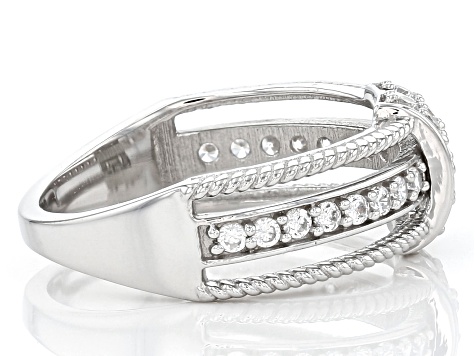 White Cubic Zirconia Rhodium Over Sterling Silver Ring 0.79ctw