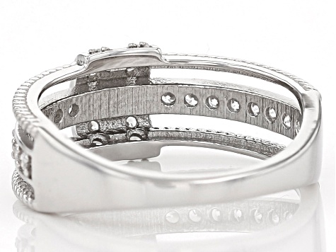 White Cubic Zirconia Rhodium Over Sterling Silver Ring 0.79ctw