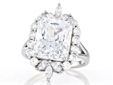 White Cubic Zirconia Rhodium Over Sterling Silver Ring 13.69ctw