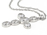 White Cubic Zirconia Rhodium Over Sterling Silver Cross Pendant With Chain 4.92ctw