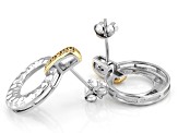 White Cubic Zirconia Rhodium And 14K Yellow Gold Over Sterling Silver Earrings 0.11ctw