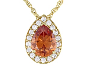 Champagne And White Cubic Zirconia 18K Yellow Gold Over Sterling Silver Pendant With Chain 4.00ctw