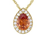 Champagne And White Cubic Zirconia 18K Yellow Gold Over Sterling Silver Pendant With Chain 4.00ctw