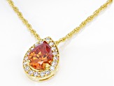 Champagne And White Cubic Zirconia 18K Yellow Gold Over Sterling Silver Pendant With Chain 4.00ctw