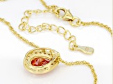 Champagne And White Cubic Zirconia 18K Yellow Gold Over Sterling Silver Pendant With Chain 4.00ctw