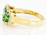 Green And White Cubic Zirconia 18K Yellow Gold Over Sterling Silver Ring 3.68ctw