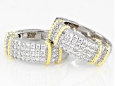 White Cubic Zirconia Rhodium And 14K Yellow Gold Over Sterling Silver Earrings 1.73ctw