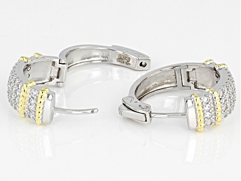 White Cubic Zirconia Rhodium And 14K Yellow Gold Over Sterling Silver Earrings 1.73ctw