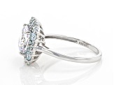 White And Blue Cubic Zirconia Rhodium Over Sterling Silver Ring 9.33ctw