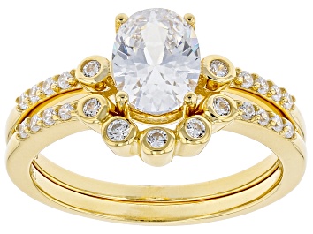 Picture of White Cubic Zirconia 18K Yellow Gold Over Sterling Silver Ring With Band 2.62ctw