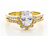 White Cubic Zirconia 18K Yellow Gold Over Sterling Silver Ring With Band 2.62ctw