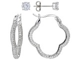 White Cubic Zirconia Rhodium Over Sterling Silver Earring Set 3.99ctw
