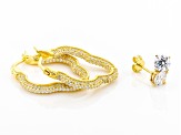 White Cubic Zirconia 18K Yellow Gold Over Sterling Silver Earring Set 3.99ctw