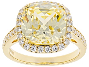 Canary And White Cubic Zirconia 18K Yellow Gold Over Sterling Silver Ring 11.13ctw