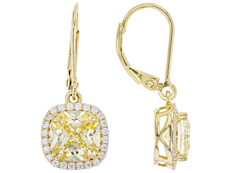Yellow And White Cubic Zirconia 18K Yellow Gold Over Sterling Silver Earrings 8.79ctw