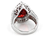 Red And White Cubic Zirconia Rhodium Over Sterling Silver Ring 22.01ctw