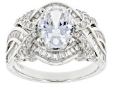 White Cubic Zirconia Platinum Over Sterling Silver Ring 4.93ctw