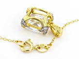 White Cubic Zirconia 18K Yellow Gold Over Sterling Silver Pendant With Chain 12.21ctw