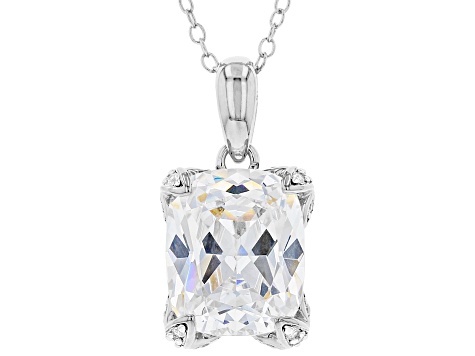 White Cubic Zirconia Platinum Over Sterling Silver Pendant With Chain 12.21ctw