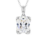 White Cubic Zirconia Platinum Over Sterling Silver Pendant With Chain 12.21ctw