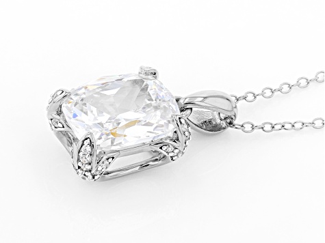White Cubic Zirconia Platinum Over Sterling Silver Pendant With Chain 12.21ctw