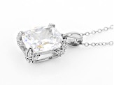 White Cubic Zirconia Platinum Over Sterling Silver Pendant With Chain 12.21ctw
