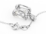 White Cubic Zirconia Platinum Over Sterling Silver Pendant With Chain 12.21ctw