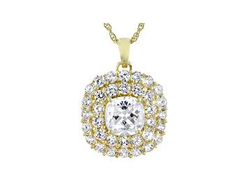 Picture of White Cubic Zirconia 18K Yellow Gold Over Sterling Silver Pendant With Chain 11.00ctw