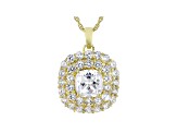 White Cubic Zirconia 18K Yellow Gold Over Sterling Silver Pendant With Chain 11.00ctw