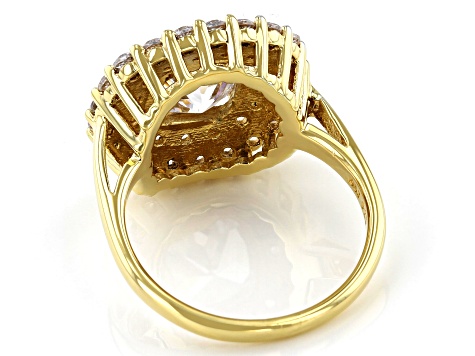 White Cubic Zirconia 18K Yellow Gold Over Sterling Silver Ring 7.15ctw