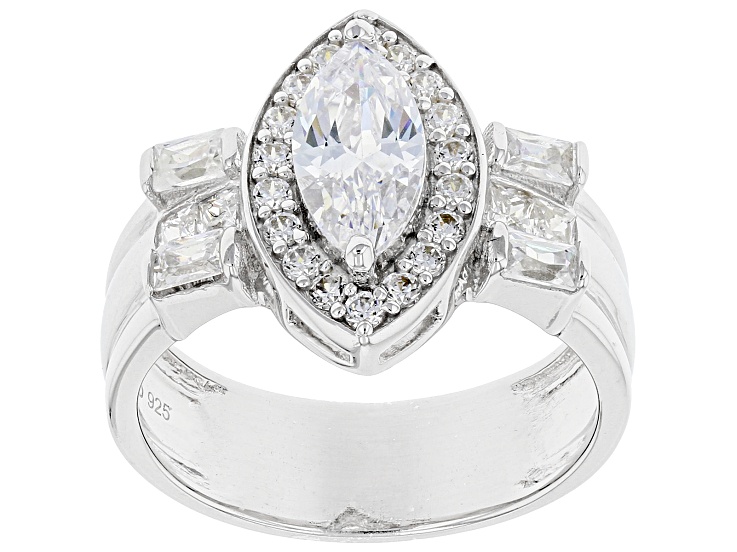 【有名人芸能人】 Zirconia Cubic White Rhodium 3.70 Ring Silver Sterling Over アクセサリー