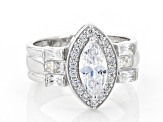 White Cubic Zirconia Rhodium Over Sterling Silver Ring 3.70ctw
