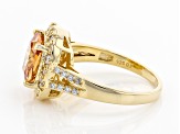 Champagne And White Cubic Zirconia 18K Yellow Gold Over Sterling Silver Ring 8.51ctw