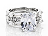 White Cubic Zirconia Rhodium Over Sterling Silver Ring With Guard 7.32ctw