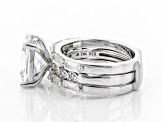 White Cubic Zirconia Rhodium Over Sterling Silver Ring With Guard 7.32ctw