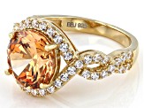 Champagne And White Cubic Zirconia 18K Yellow Gold Over Sterling Silver Ring 8.02ctw