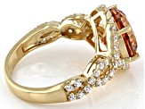 Champagne And White Cubic Zirconia 18K Yellow Gold Over Sterling Silver Ring 8.02ctw