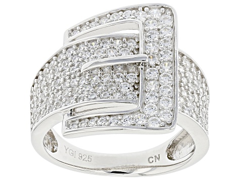 Solid 925 Sterling Silver Clear CZ Buckle Ring Size-6 ' 