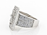 White Cubic Zirconia Rhodium Over Sterling Silver Buckle Ring 1.82ctw