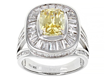 Picture of Yellow And White Cubic Zirconia Rhodium Over Sterling Silver Ring 7.92ctw