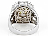 Yellow And White Cubic Zirconia Rhodium Over Sterling Silver Ring 7.92ctw