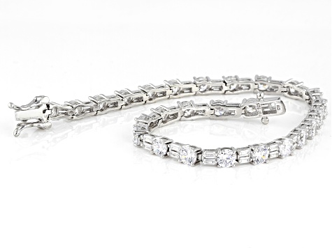 White Cubic Zirconia Rhodium Over Sterling Silver Tennis Bracelet 13.91ctw