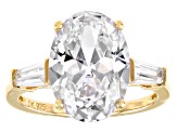 White Cubic Zirconia 18k Yellow Gold Over Sterling Silver Ring 10.77ctw