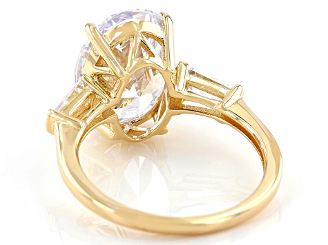 White Cubic Zirconia 18k Yellow Gold Over Sterling Silver Ring 10.77ctw